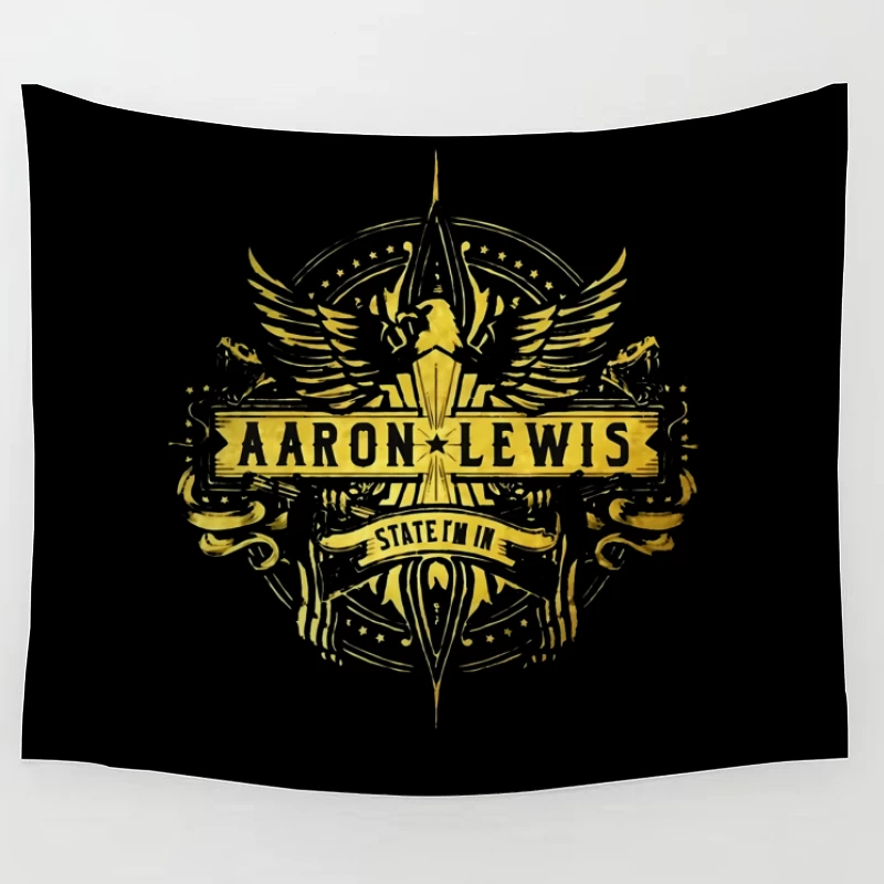 Aaron Lewis State I'm In - Golden Wings Logo Design Tapestry