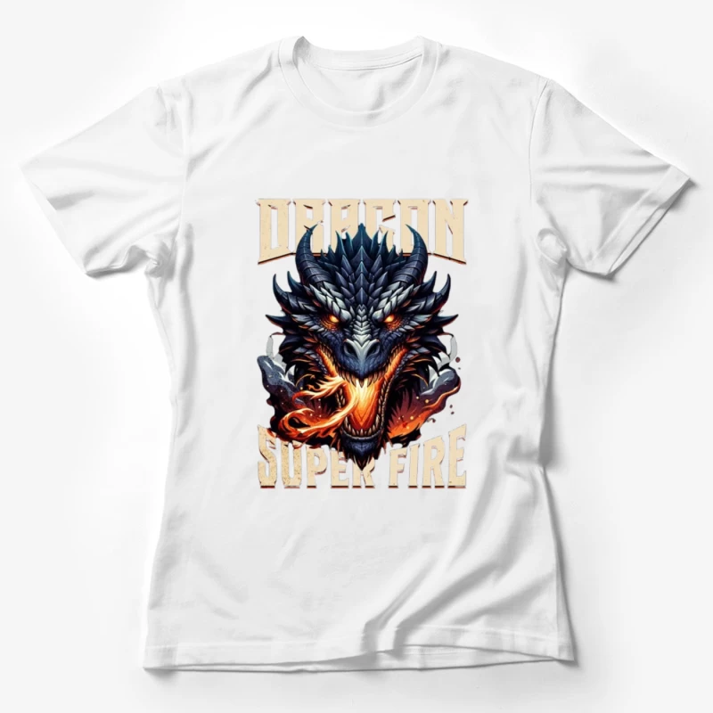 Menacing Dragon Head with Super Fire Flames Female T-Shirt