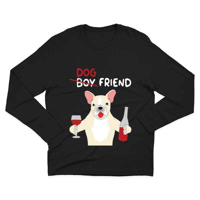 Chien avec vin et amitié Homme Manches Longues T-Shirt