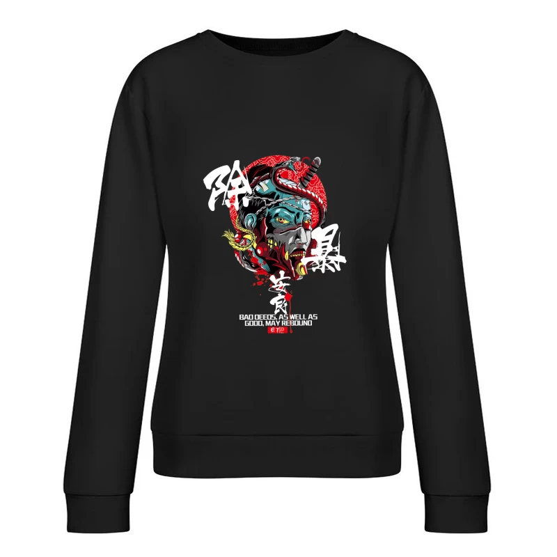Cyberpunk Samurai Illustration Damen Pullover Sweatshirt