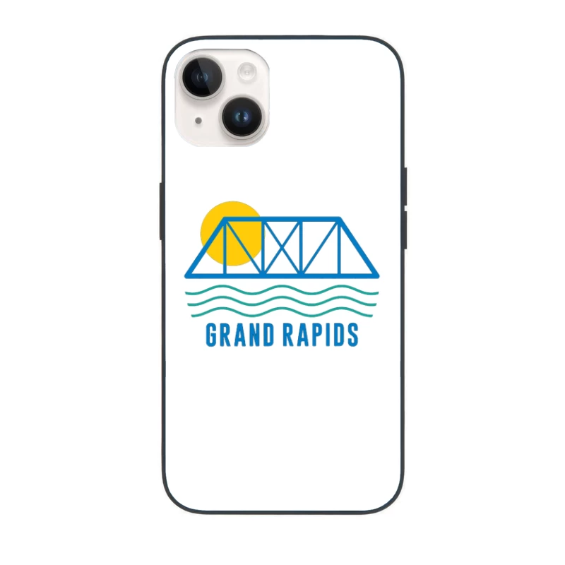 Grand Rapids City Logo with Bridge and Water Design iPhone Case