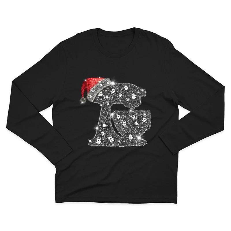 Mélangeur avec chapeau de Noël scintillant Homme Manches Longues T-Shirt