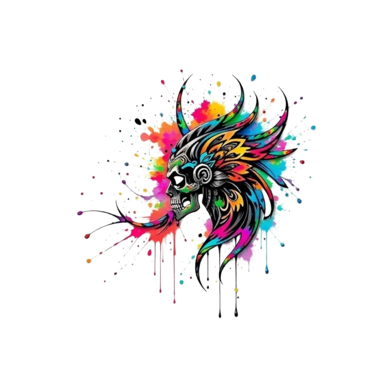 Colorful Tribal Skull Art Mouse Pad
