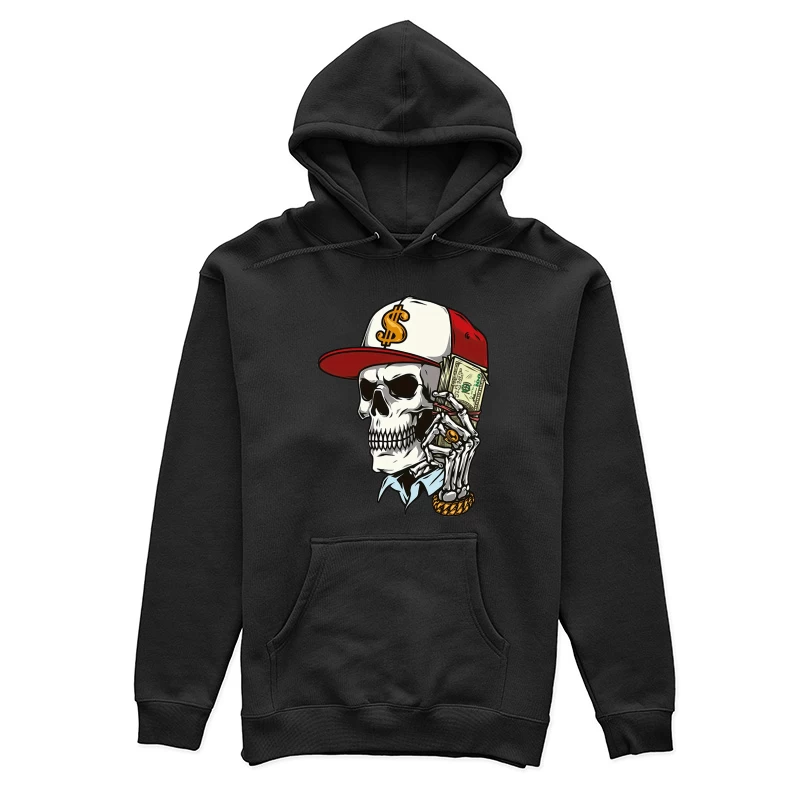 Skelett mit Geldtelefon und Dollarhut Damen Pullover Hoodie