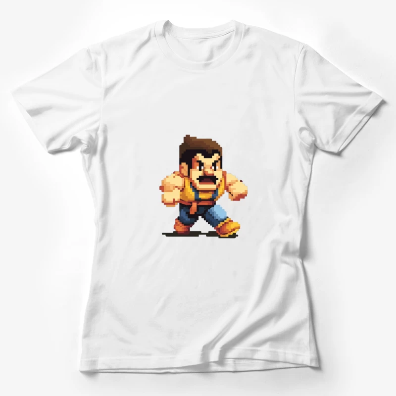 Retro Fighting Game Character in Pixel Art Style Female T-Shirt