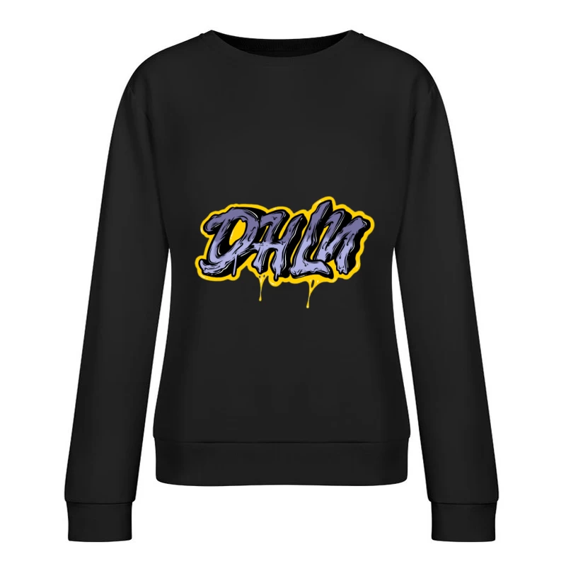Graffiti-Logo mit gelber Umrandung Damen Pullover Sweatshirt