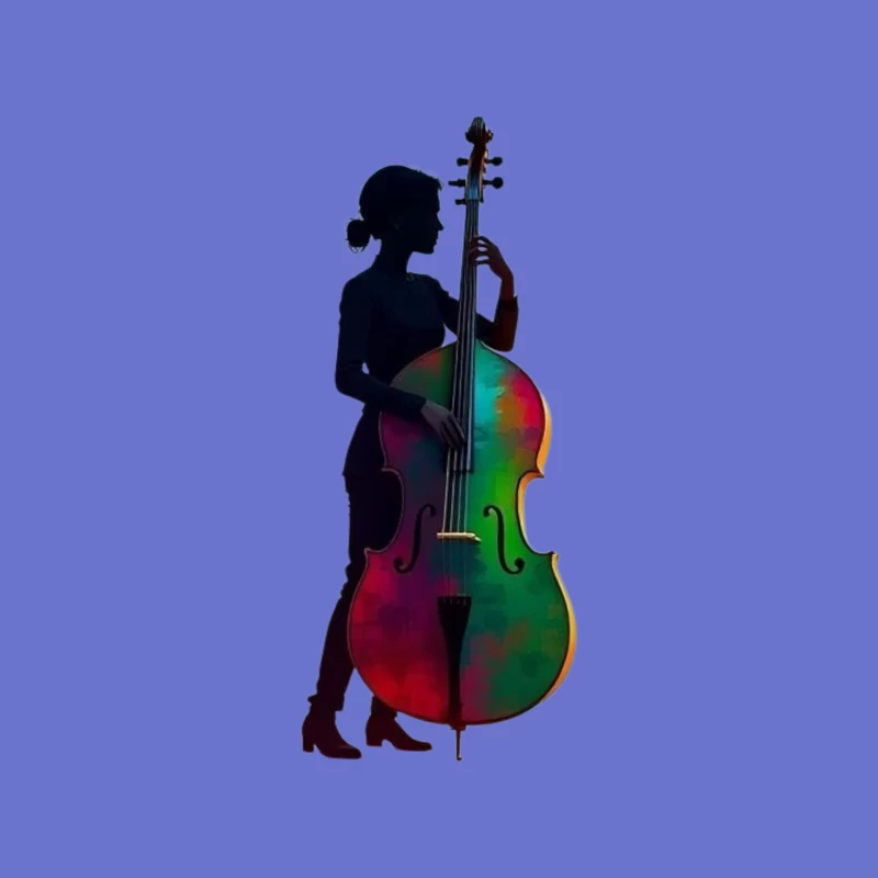 Colorful Silhouette of a Woman with a Cello Tapestry