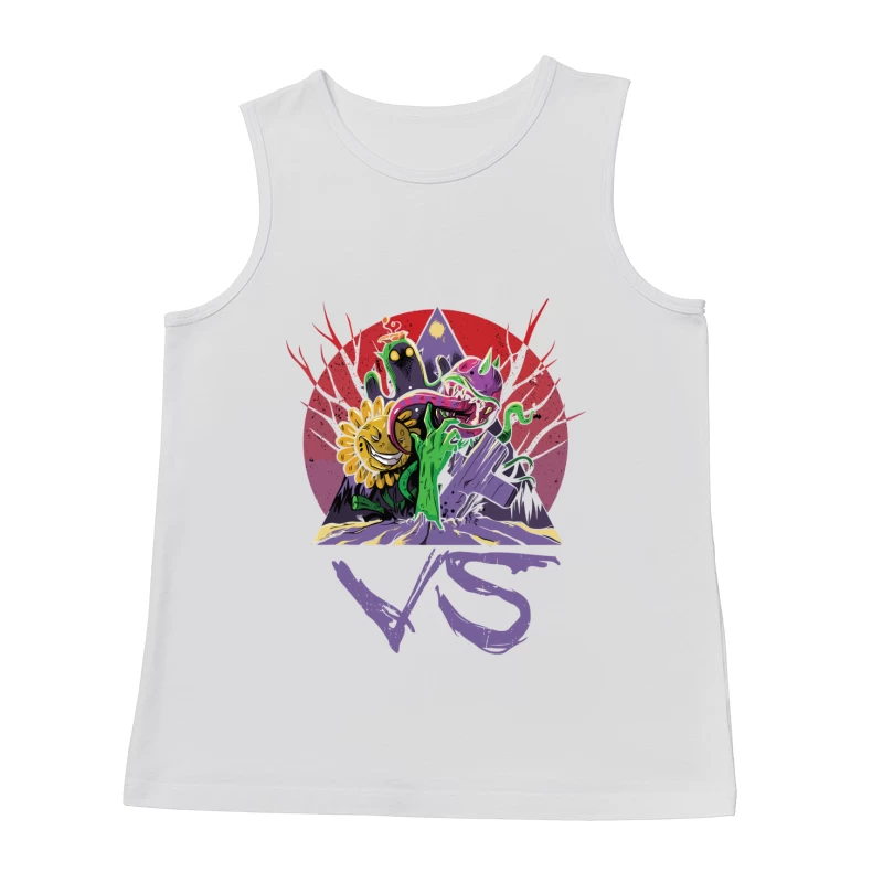 Monsters vs. Plants: A Whimsical Battle Male Tank Top