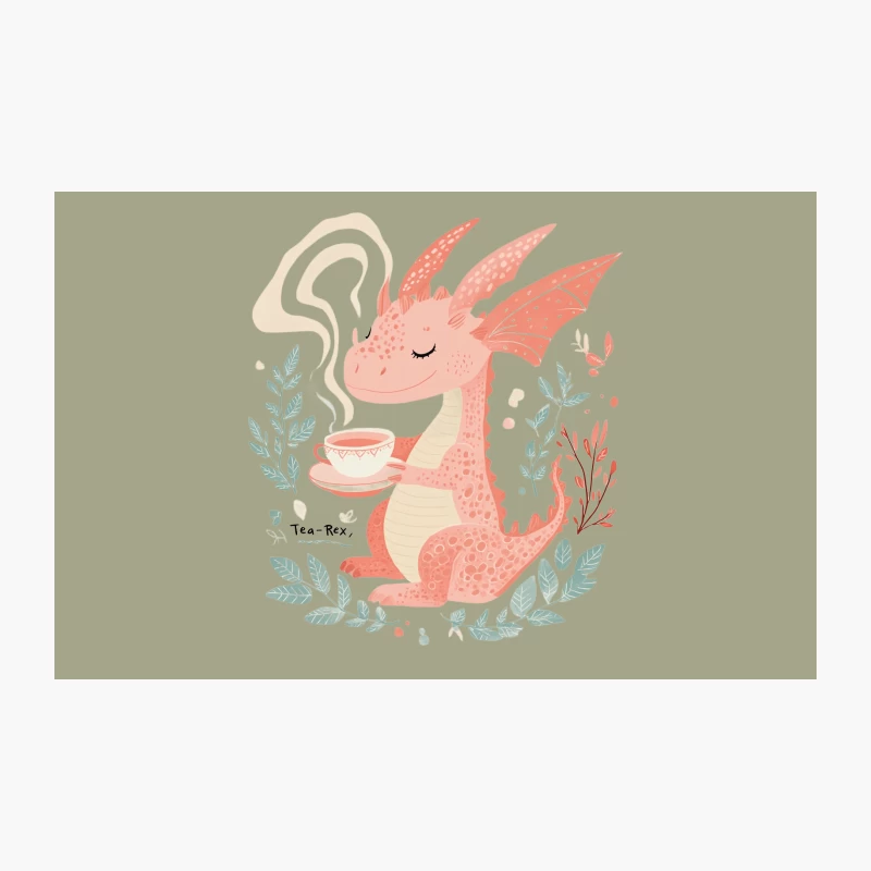 Whimsical Tea-Rex: A Cute Dragon's Tea Time Illustration Travel Mug
