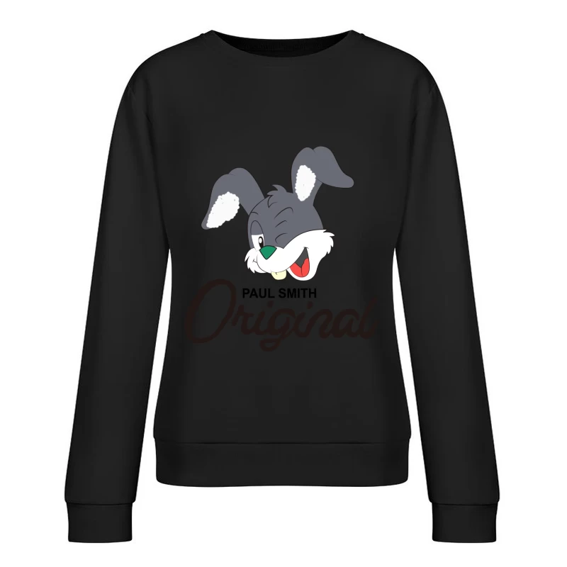 Grauer Cartoon-Hase Originaldesign Damen Pullover Sweatshirt