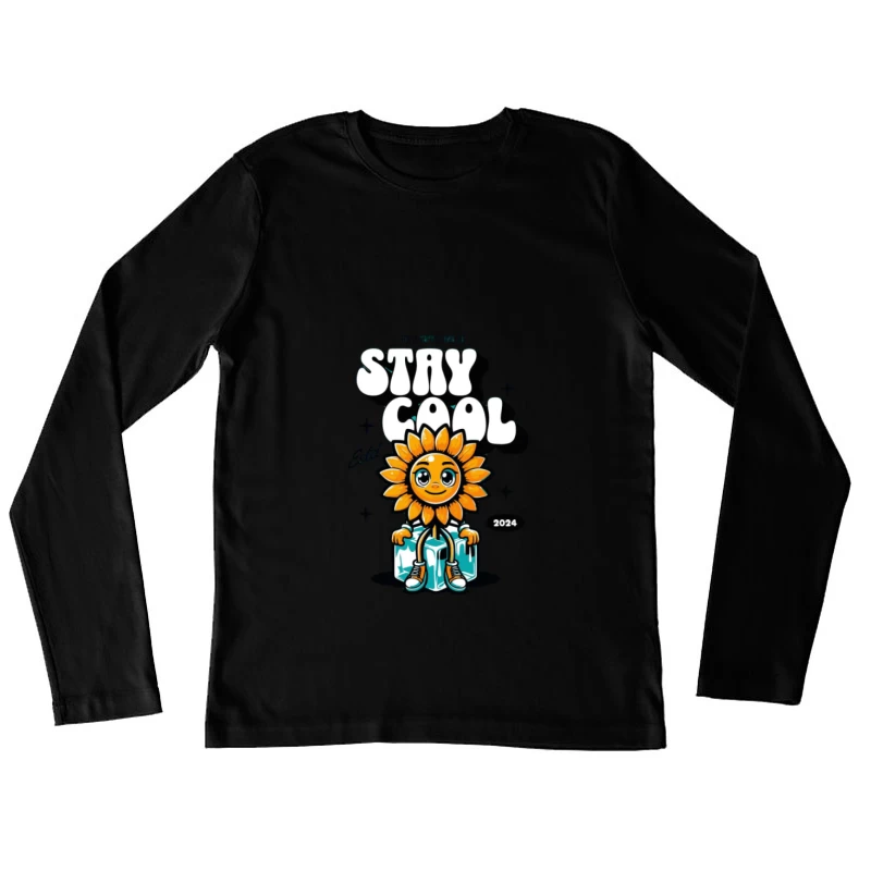 Fröhliche Sonnenblume bleibt kühl Damen Langarm T-Shirt