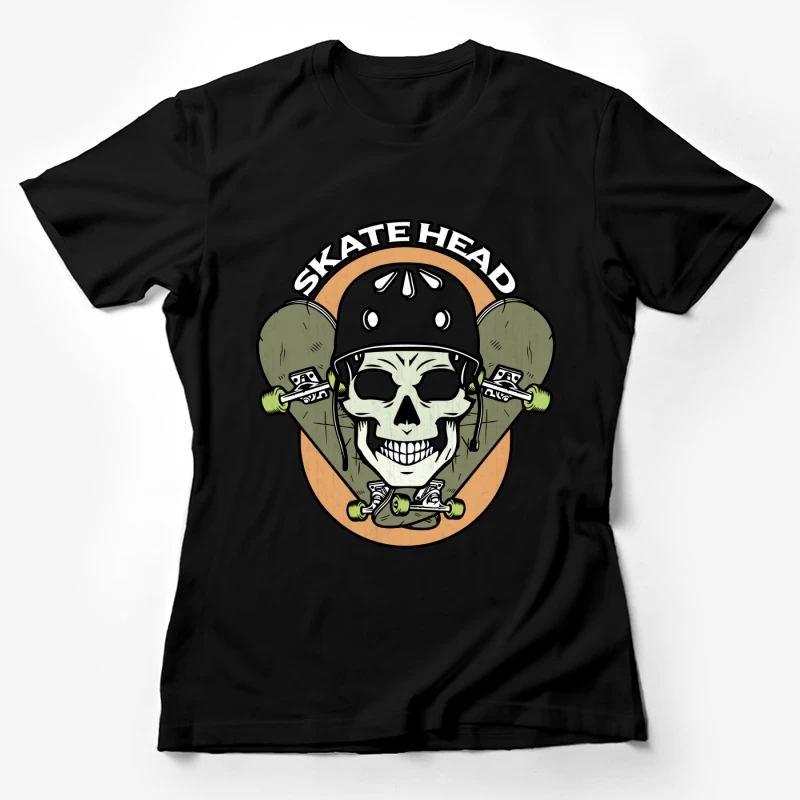 Skater Totenkopf mit Helmlinie Damen T-Shirt