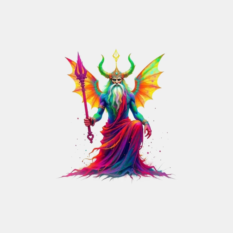 Rainbow-Hued Horned Deity with Dragon Wings Male Tank Top