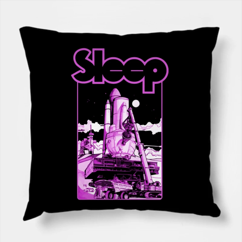 Sleep Band's Purple Rocket Industrial Space Art Throw Pillow