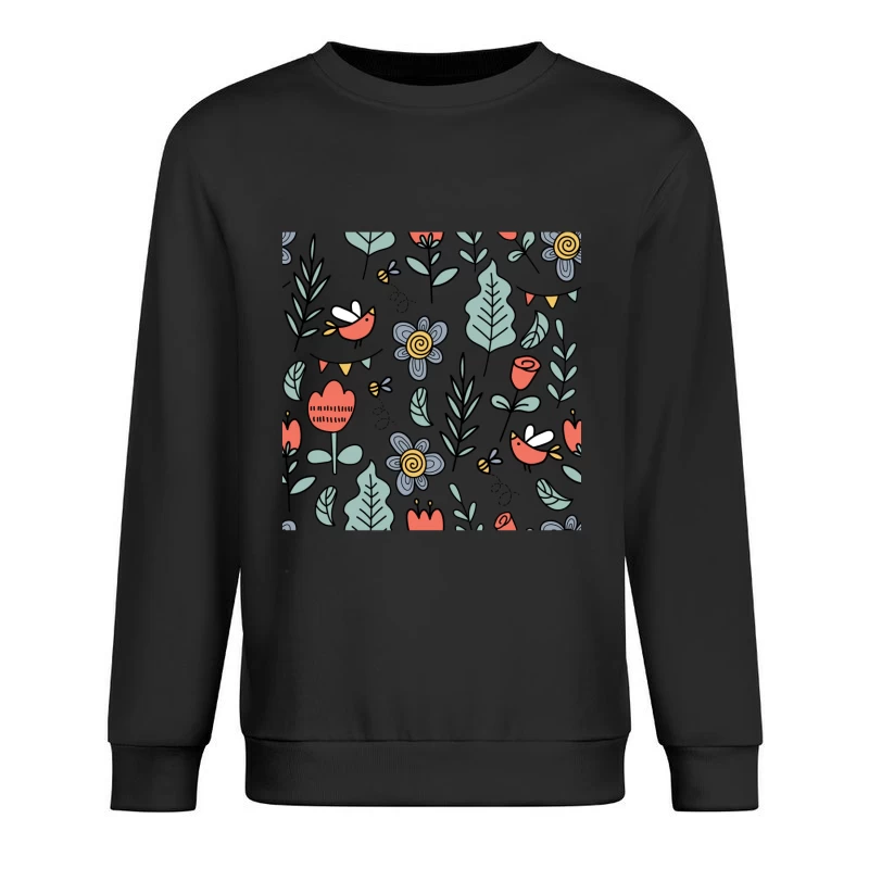 Motif floral vibrant avec oiseaux Homme Sweat-shirt à enfiler