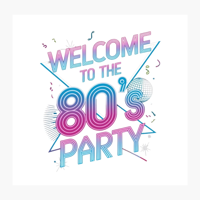 Neon 80s Party Welcome Sign with Disco Ball Throw Pillow