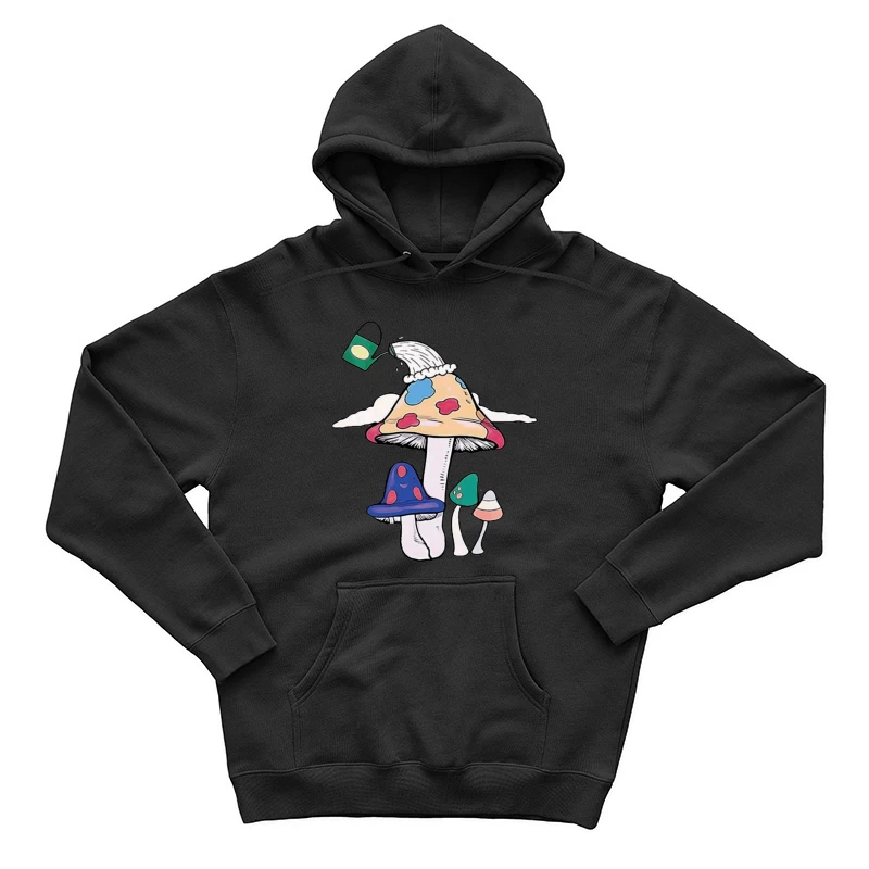 Bunte Pilze und Gießkanne Herren Pullover Hoodie