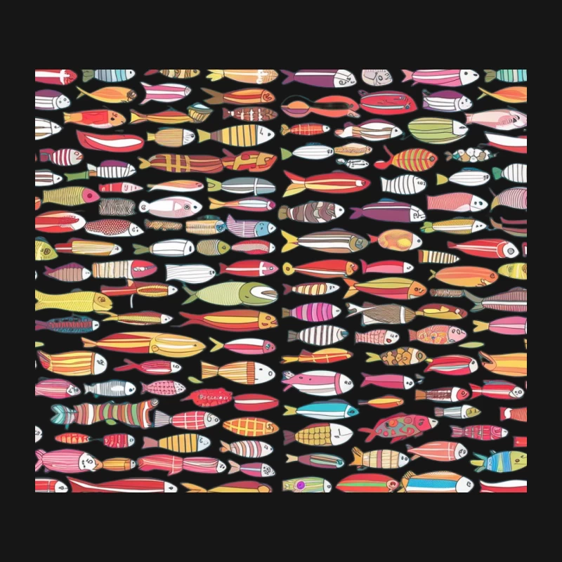 Vibrant Fish Pattern: A Diverse Aquatic Illustration Mouse Pad