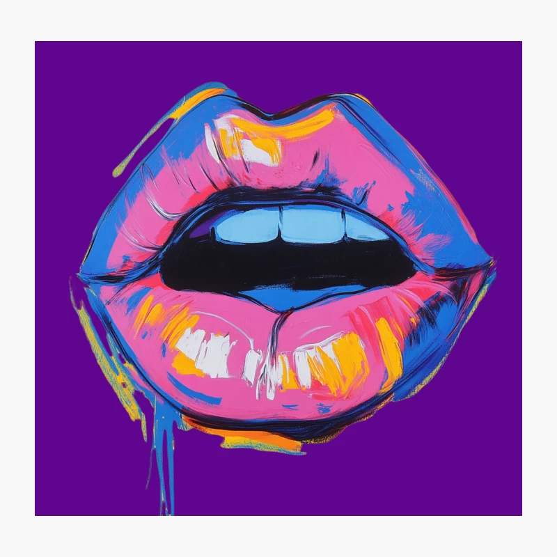 Vibrant Pop Art Lips: A Colorful Abstract Modern Artwork Throw Pillow