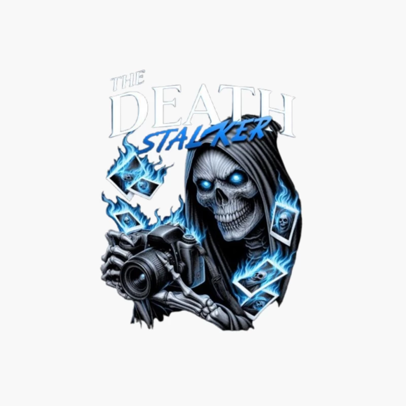 The Death Stalker: Skeletal Photographer with Blue Flames Cotton Tote Bag