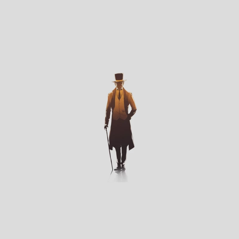 Elegant Vintage Gentleman Silhouette with Top Hat and Cane Baseball Cap