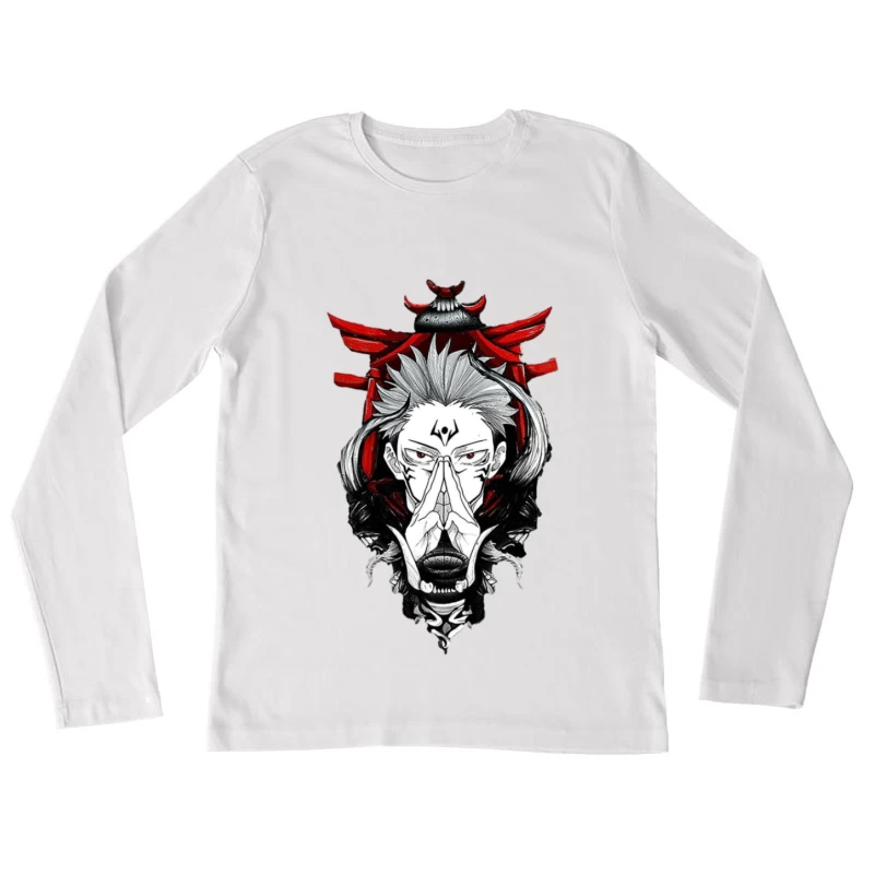Dämonisches Samurai-Porträt Damen Langarm T-Shirt