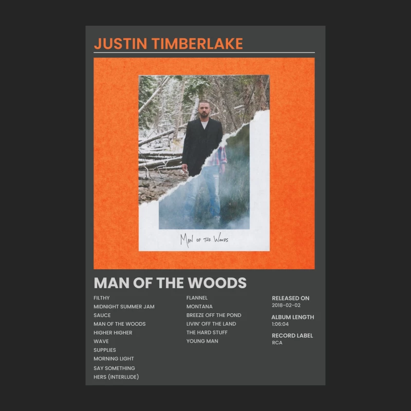 Justin Timberlake's "Man of the Woods" Album Cover and Tracklist Male Pullover Sweatshirt