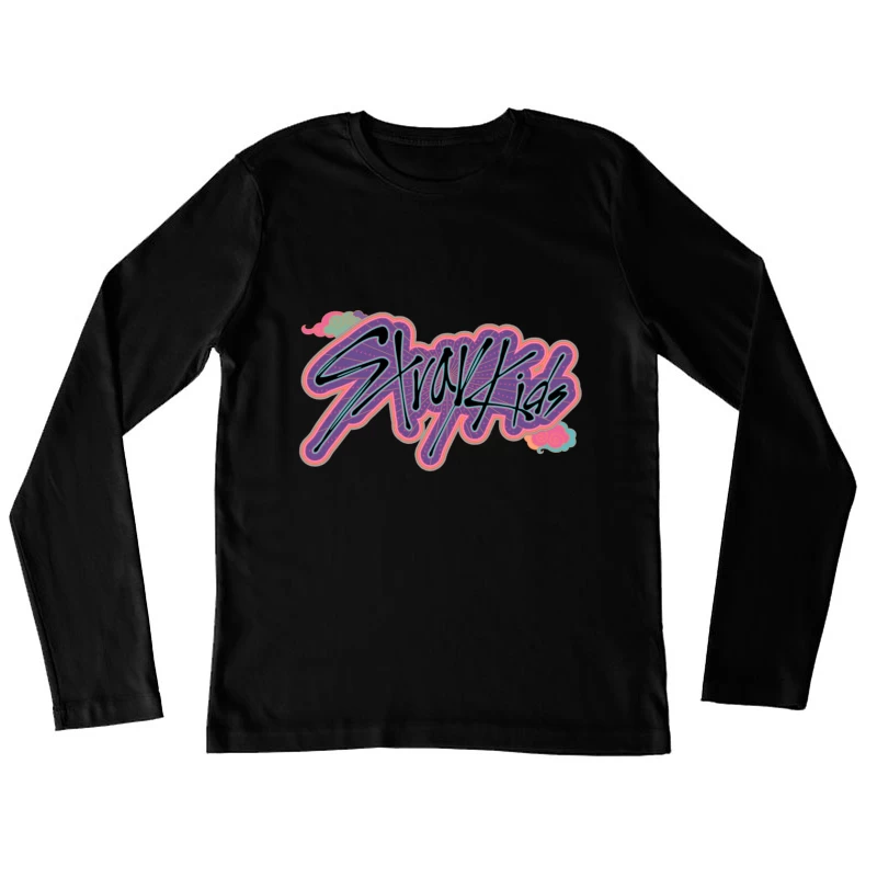 Retro Neon Graffiti Typography Art Female Long Sleeve T-Shirt