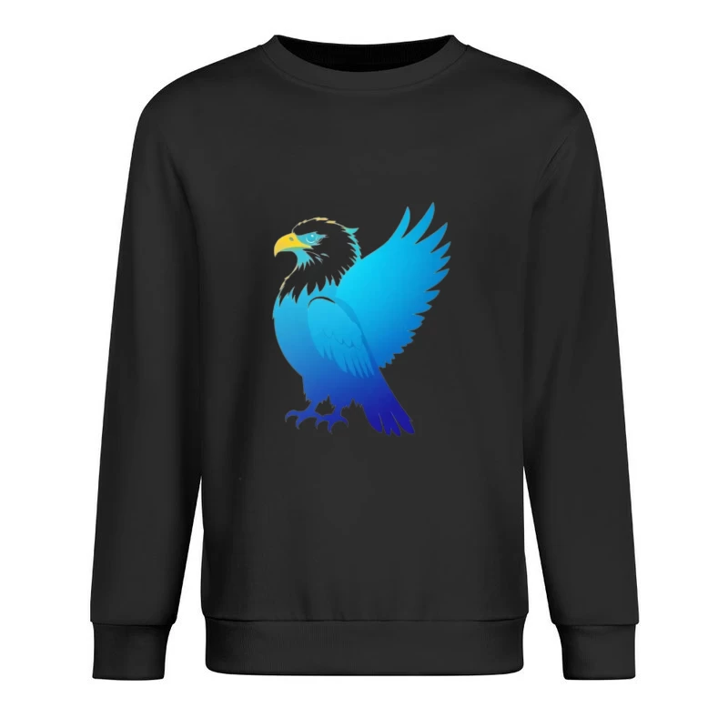 Majestic Blue Gradient Eagle Illustration Male Pullover Sweatshirt