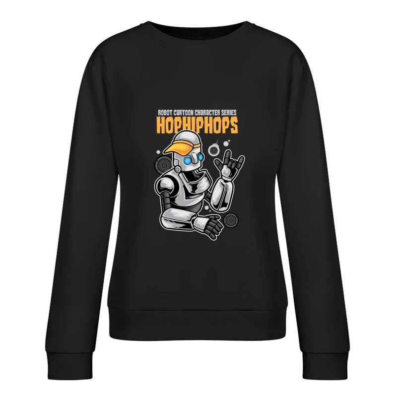 Stylischer Roboter mit orangefarbener Mütze Damen Pullover Sweatshirt