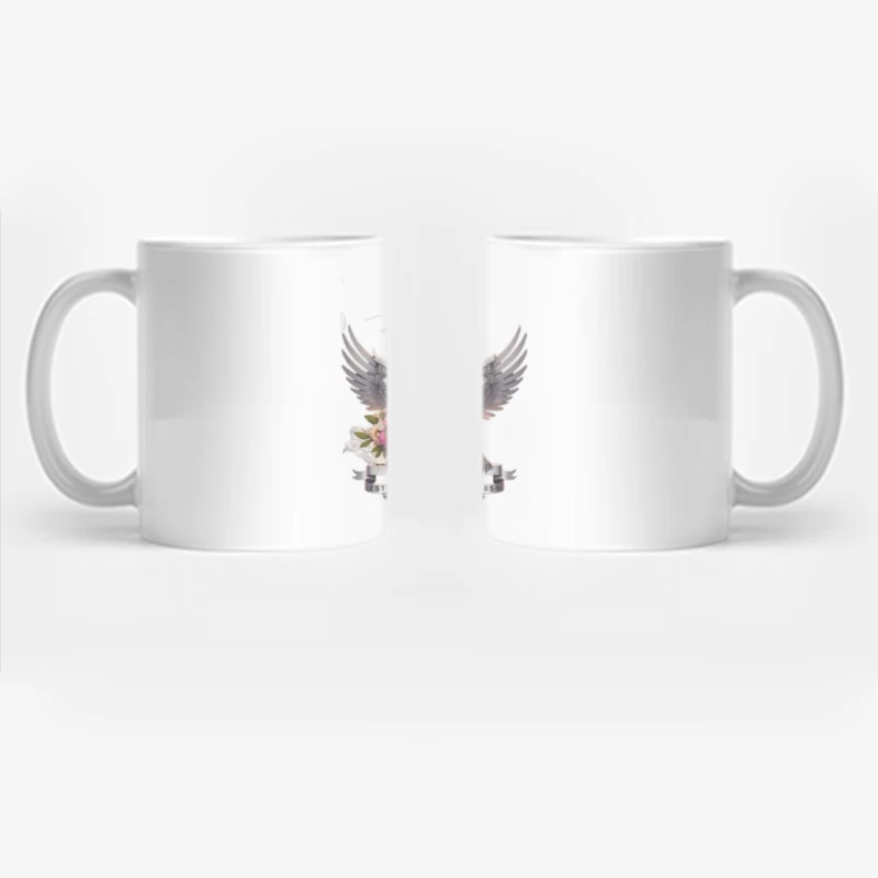 Angelic Steampunk Robot with Floral Crown and Wings Coffee Mug