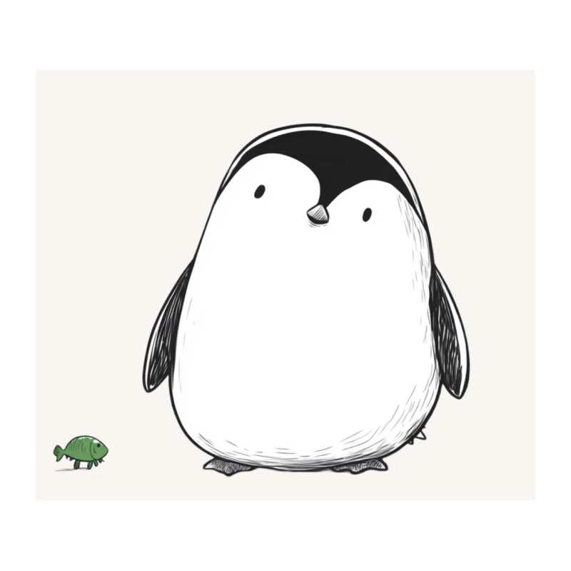 Cute Minimalist Cartoon of Penguin Meeting Beetle Tapestry
