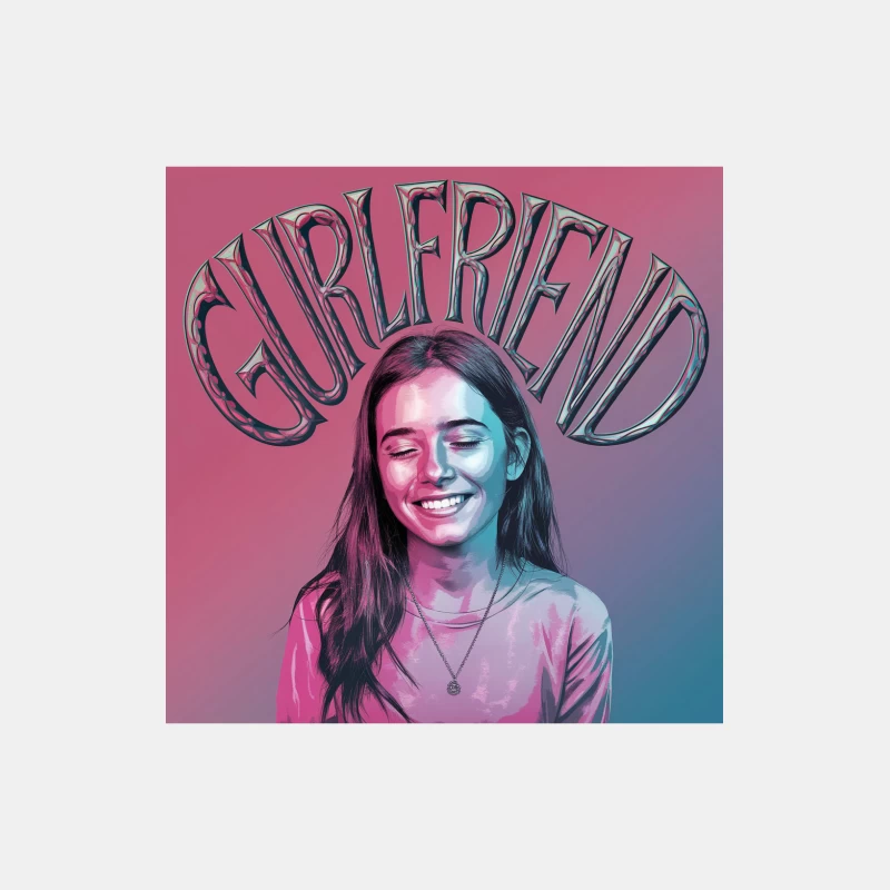 Joyful Girlfriend Portrait with Artistic Typography Male Tank Top