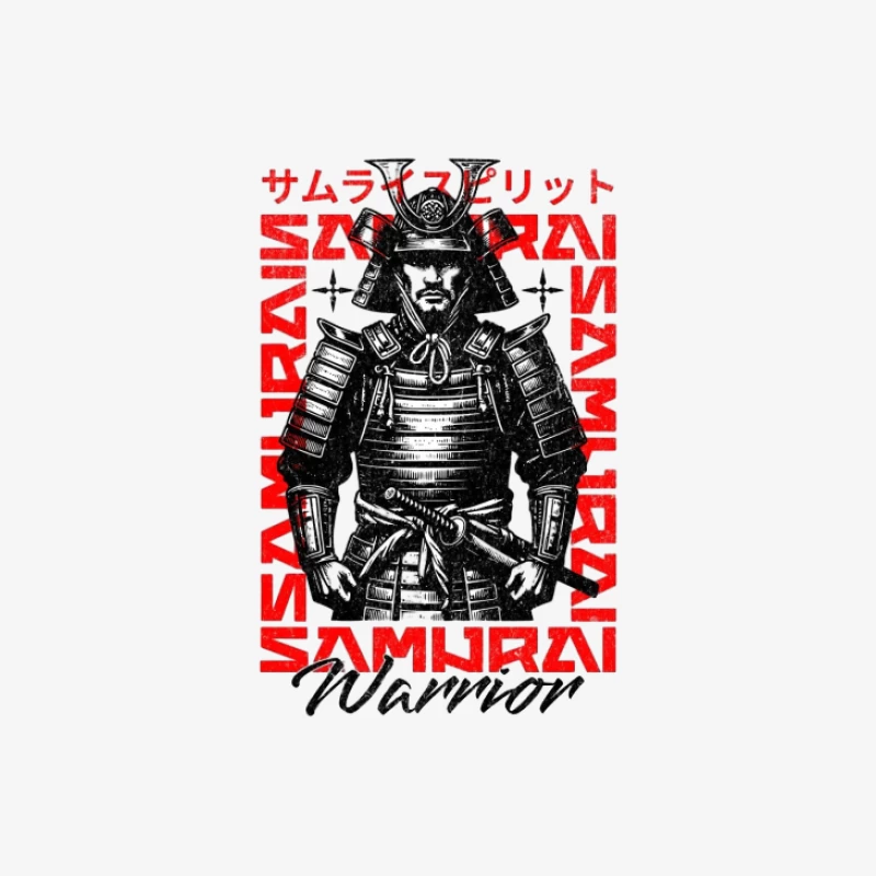Design d'Esprit Samouraï Guerrier Homme Manches Longues T-Shirt