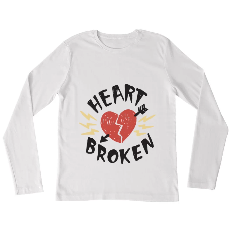 Gebrochenes Herz mit Pfeil Damen Langarm T-Shirt