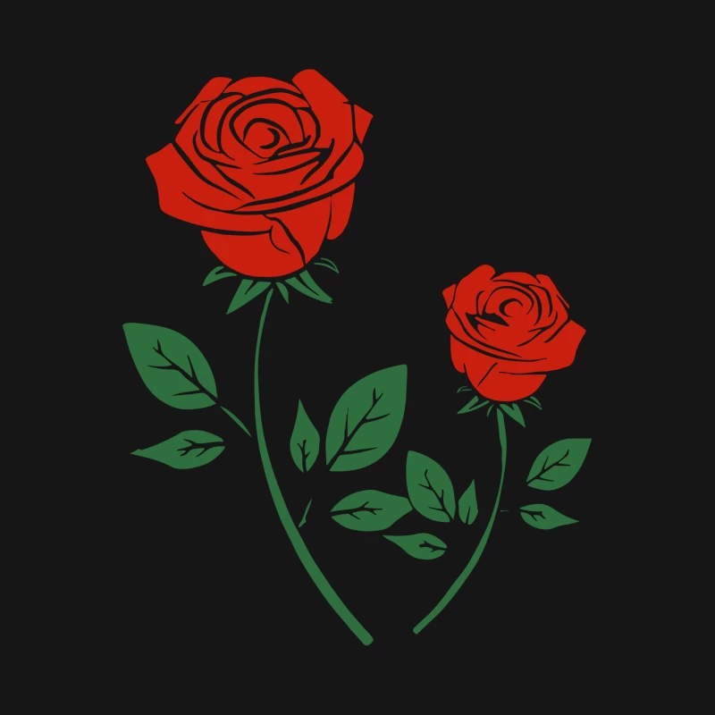 Zwei rote Rosen mit Blättern Herren T-Shirt