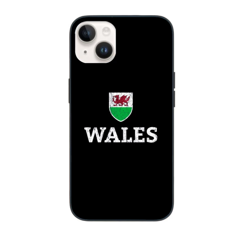 Welsh Dragon Shield with Distressed Text Design iPhone Case