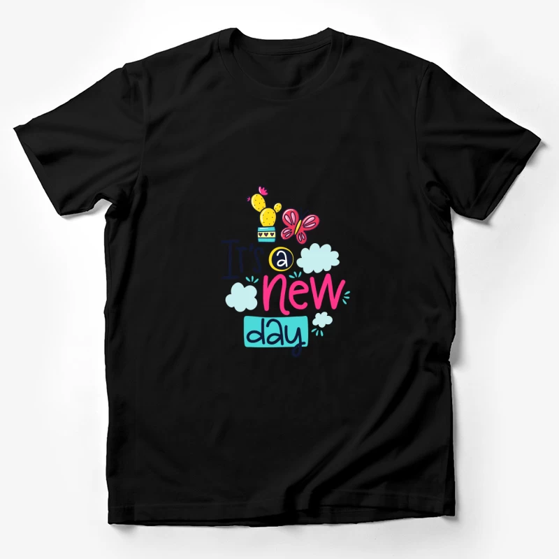 Un Nouveau Jour avec Cactus et Papillon Homme T-Shirt
