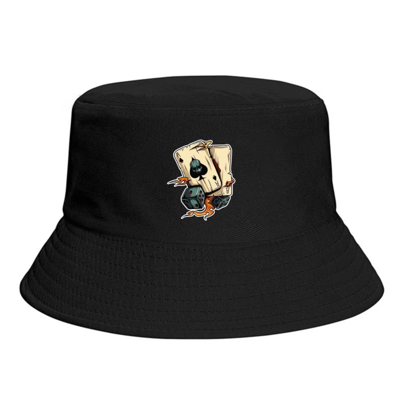 Skull and Playing Cards with Dice Bucket Hat