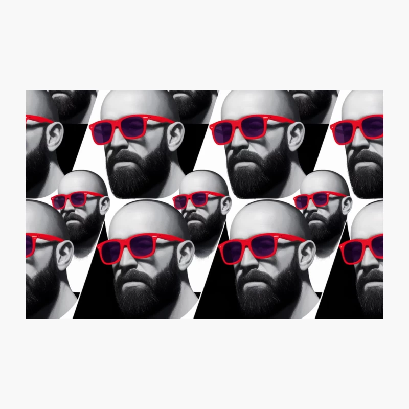 Repetitive Pattern of Bearded Men in Red Sunglasses Travel Mug