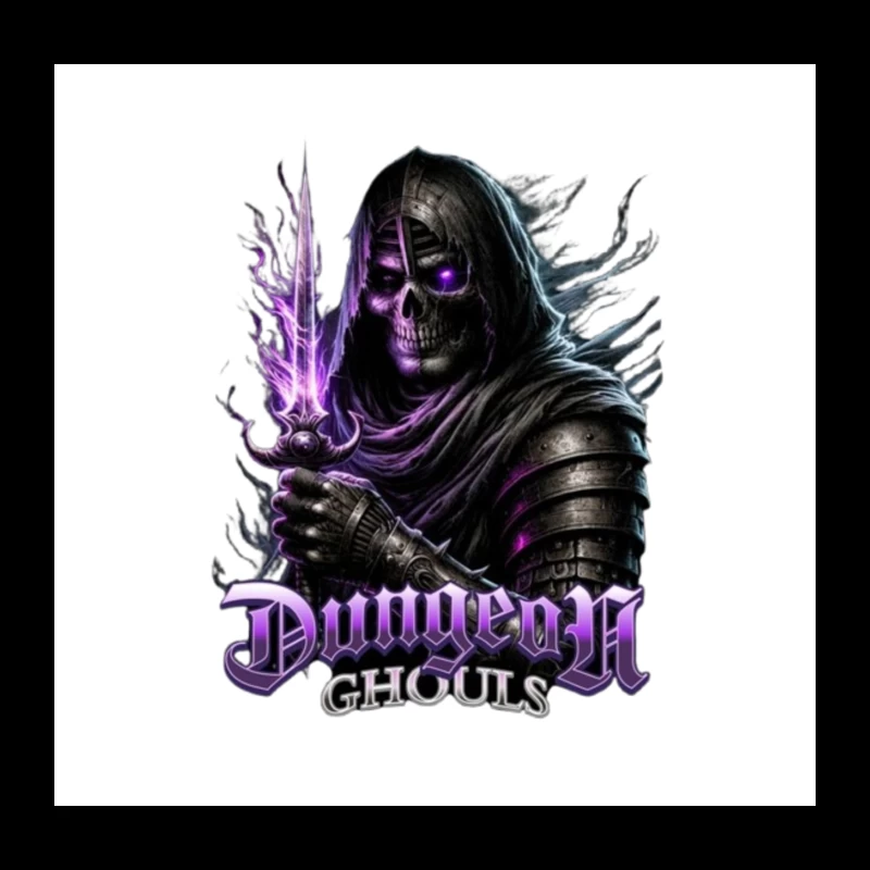 Ethereal Dark Knight with Purple Magic - Dungeon Ghouls Throw Pillow