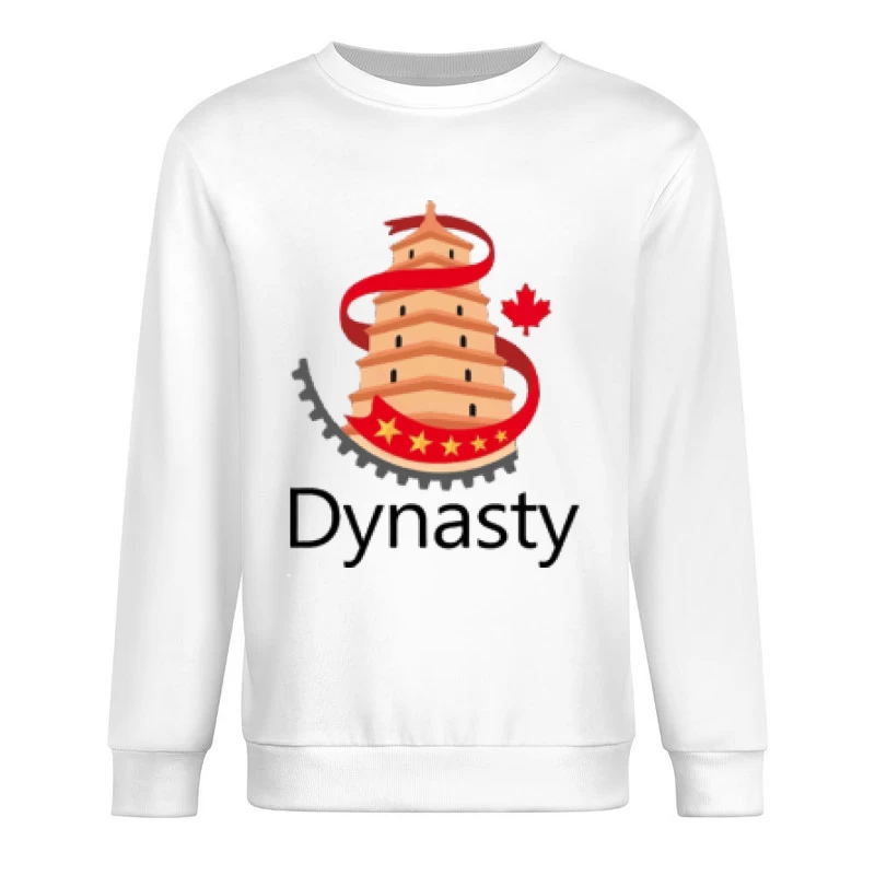 Historische Pagode mit Ahornblatt und Zahnrad Herren Pullover Sweatshirt