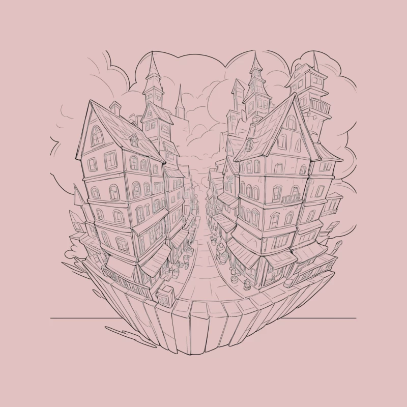 Surreal Split Design of Fantasy Architecture Mouse Pad
