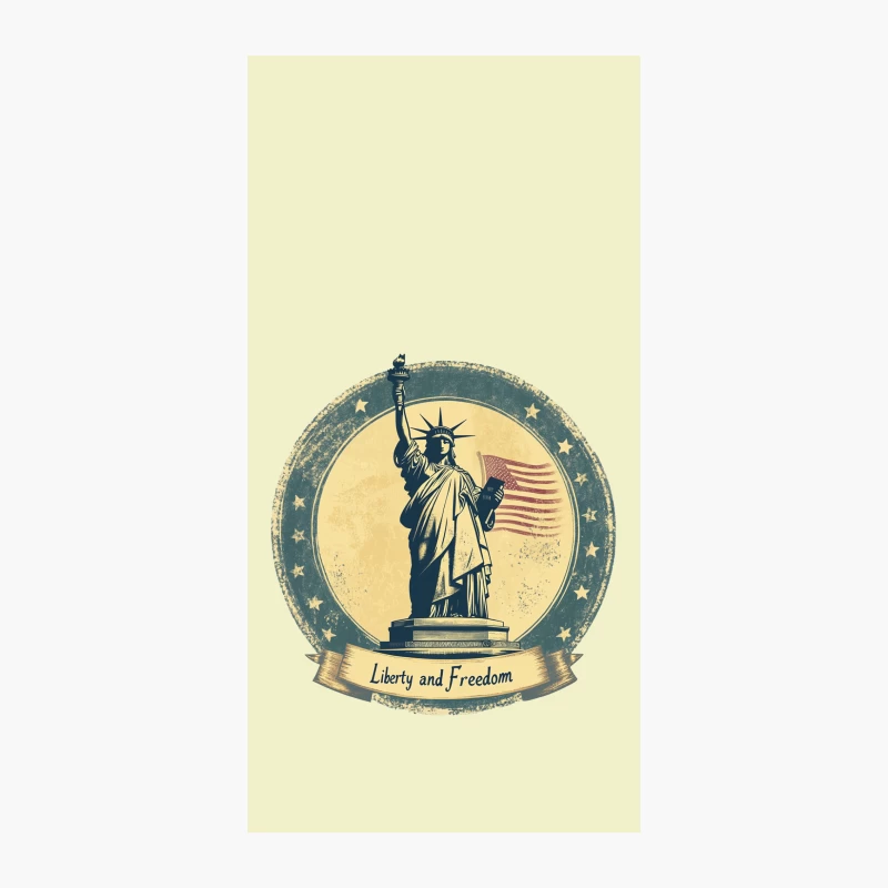 Vintage Patriotic Emblem: Statue of Liberty and American Freedom iPhone Case