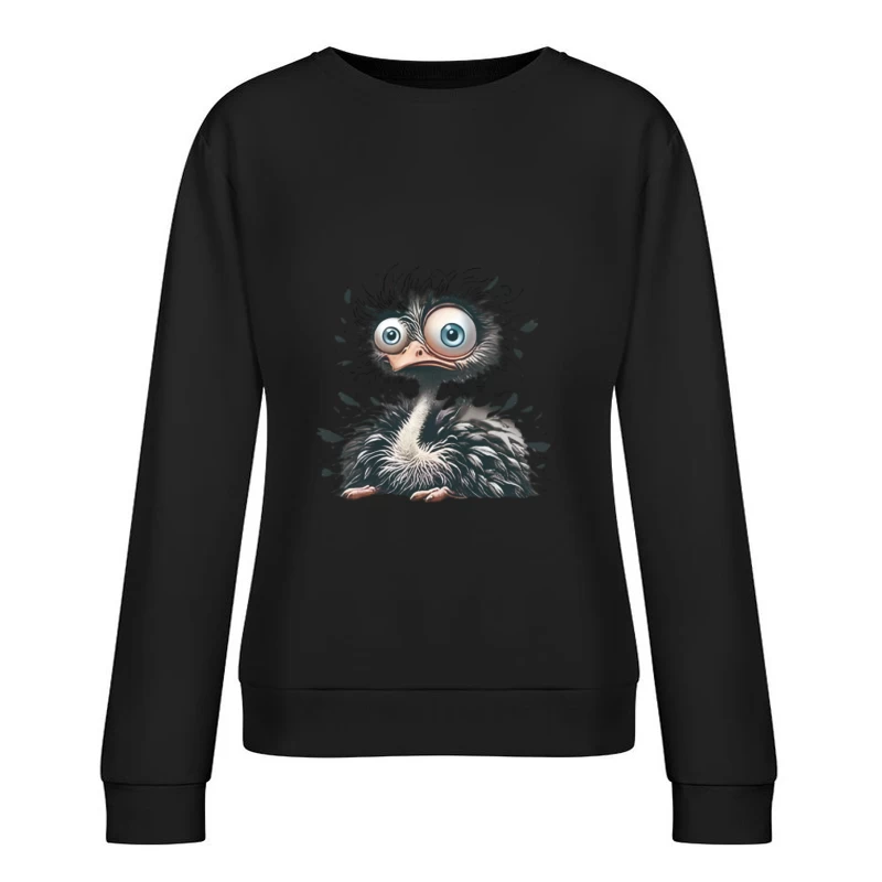 Verwirrter Vogel mit großen Augen Damen Pullover Sweatshirt