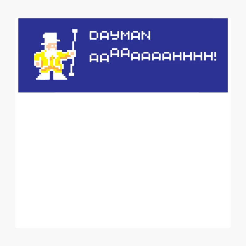 Retro Pixel Art: Dayman Character Shouting on Blue Background Throw Pillow