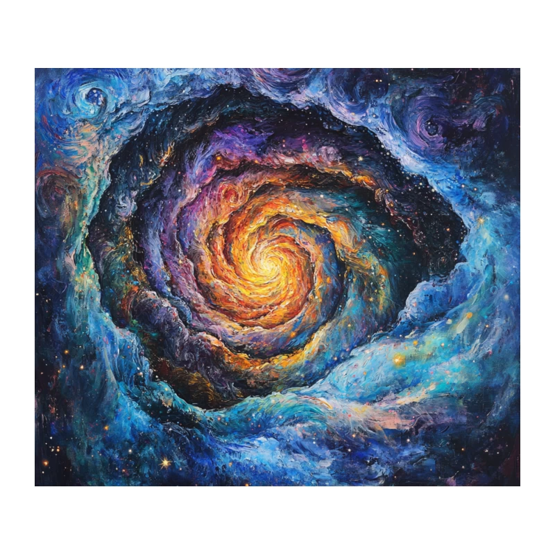 Vibrant Cosmic Spiral: Abstract Galaxy Art Tapestry