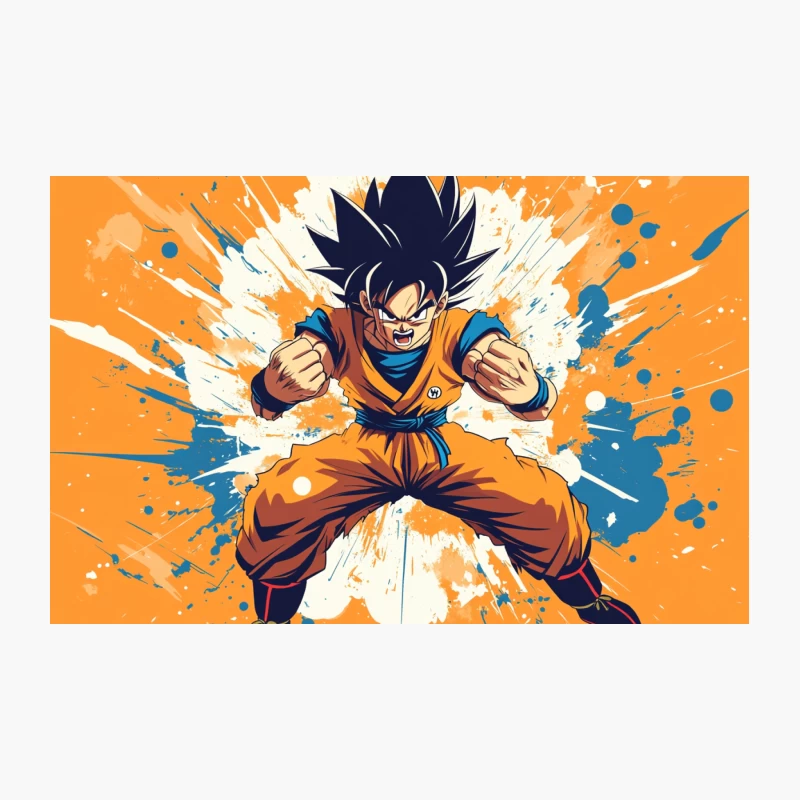 Dragon Ball Anime Character in Dynamic Fighting Pose with Splash Art Background Travel Mug