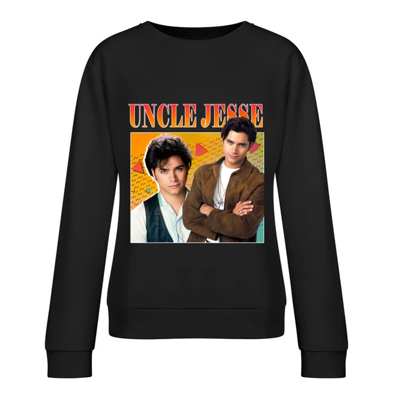 Retro TV Poster of Uncle Jesse from Full House 90s Series Female Pullover Sweatshirt