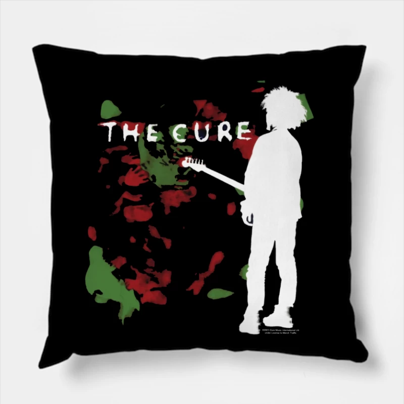 Abstract Silhouette with Red and Green Graffiti Art Throw Pillow